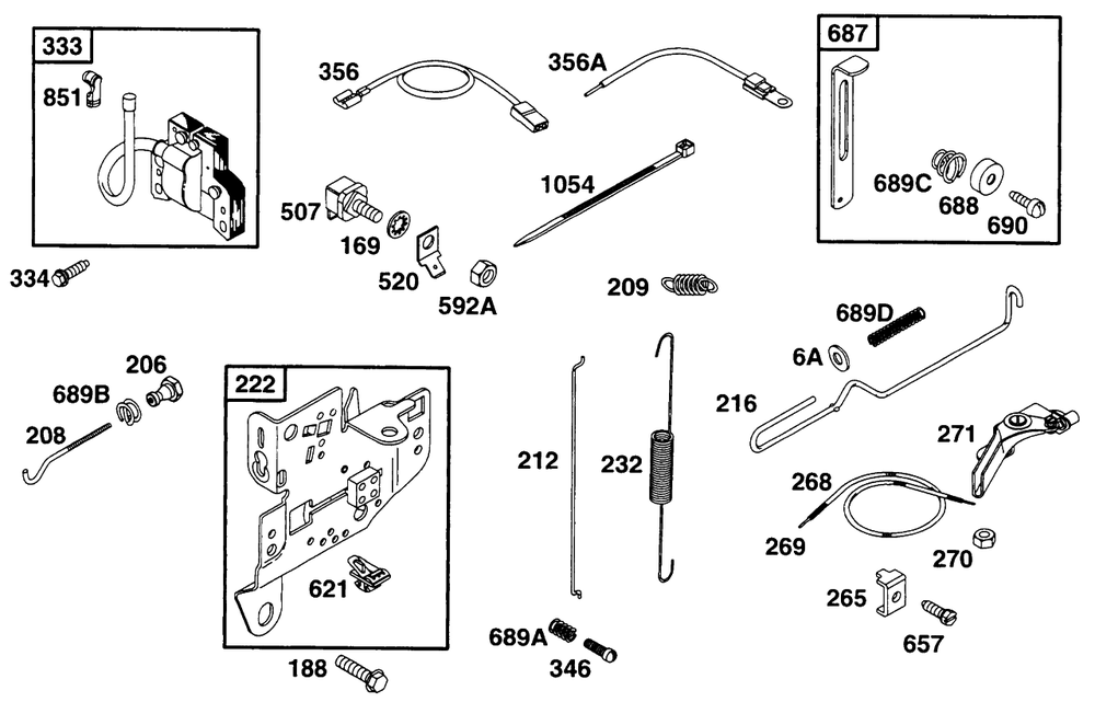 Controls, Elect Diagram and Parts List for 190412-6130-XX  Briggs and Stratton Engine